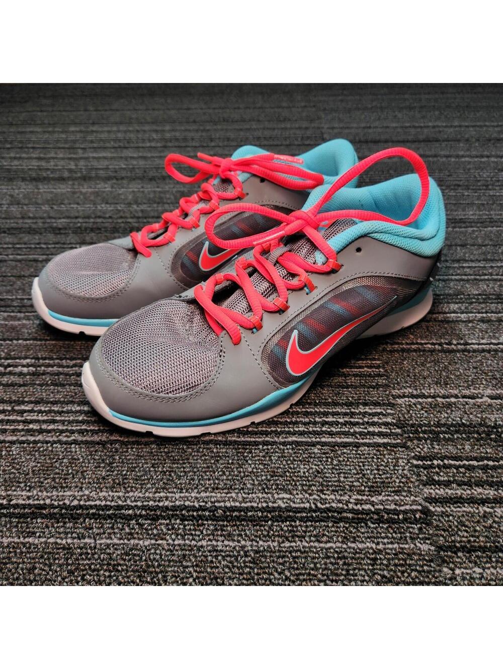Nike Flex Trainer 4 Womens Running Shoes Gray Pink Blue Size 9.5 643083-003